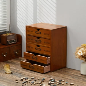 Retro Pine Chest of Drawers Wooden Cabinet Storage Box Desktop Tidy Organiser UK - Picture 1 of 6