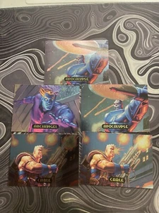 1994 Marvel Masterpieces 5 Card Lot PowerBlast Apocalypse Archangel Gambit Cable - Picture 1 of 11