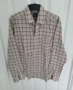 BNWOT Men's Brown Pink Mix Slim Fit Hugo Boss Shirt Size Medium - Picture 1 of 8