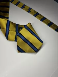 BROOKS BROTHERS Makers Tie Yellow & Blue Striped Tie 58” X 3.75” - Picture 1 of 9