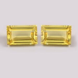Natural Ceylon Yellow Sapphire Emerald Cut Loose Gemstone Matching Pair 12x8 MM