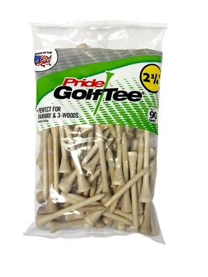 New Pride Natural Wooden Golf Tees 90 Count-2 3/4" For Fairway & 3 Woods 🇺🇸 - Image 1 of 4