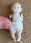 Handmade Porcelain jointed doll Vintage Baby Dollhouse Miniatures people 1982