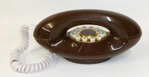 Teléfono Genio Atómico Mod Era Espacial Años 70 80 De Colección Marrón y Dorado Pulsador - Imagen 1 de 4