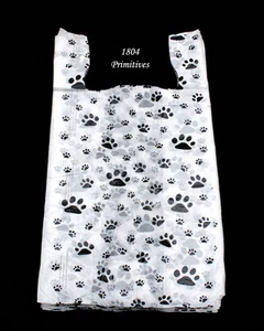 100 Cat or Dog PAW PRINT Plastic T-Shirt Bags ~ 22" L x 12" W x 7" Gusset - Picture 1 of 2