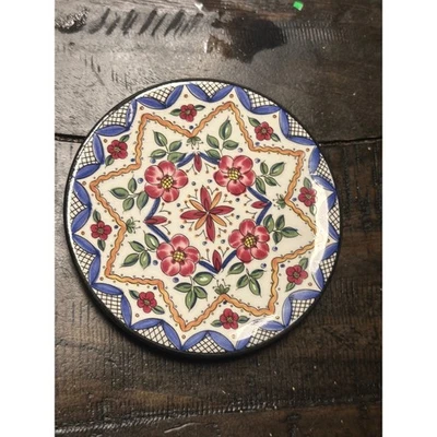 Ceraplat Hecho a Mano en España Plato de Cerámica Decoración Arte de Pared Motivo Floral Usado en Excelente Condición 3" Foto 1 de 4