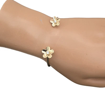 Brazalete abierto Vera Bradley para mujer pétalos de flores chapado en oro cristal nuevo con etiquetas Foto 1 de 4