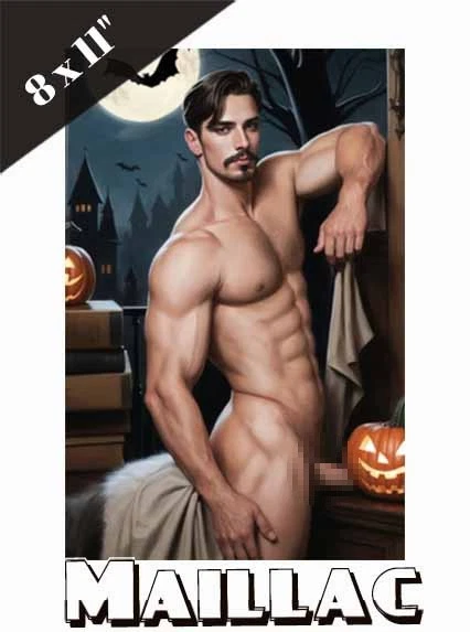 Um belo bruxo nu na noite de Halloween - Impressão de arte gay - Homoerotismo - 2604 - Imagem 1 de 1