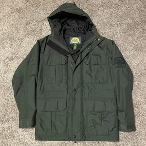 Mens Size S CABELAS GORETEX Dark Green Winter Jacket Outerwear Hood Pockets Zip - Picture 1 of 19