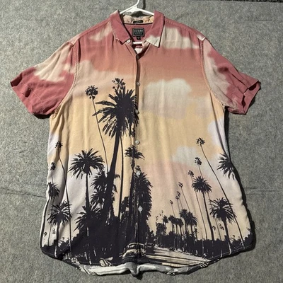 Guess рубашка мужская большой Slim Fit коротким рукавом на пуговицах пальма дерево гавайский пляж  - Изображение 1 из 4