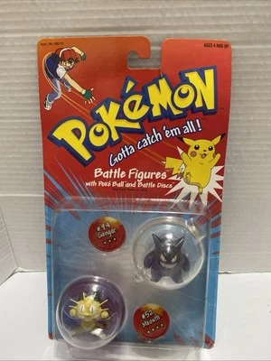 VTG, SEALED 1999 Hasbro/TOMY Pokémon Battle Figures Translucent Gengar & Meowth - Image 1 of 4