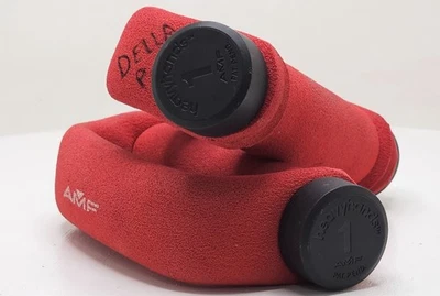 Pair of AMF HeavyHands 1 LB Walking Weights Dumbbells Red Made in USA - Image 1 of 4