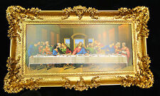 Heiligenbilder Abendmahl Ikonen 96x57 Gemälde mit Rahmen Jesusbild da Vinci