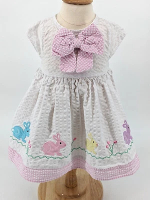 Vestido Goodlad Manga Corta Seersucker Bebé Niña 12 Meses Conejitos Pascua Foto 1 de 4