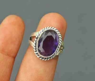 Лабораторный аметист кольцо 925 пробы кольцо ручной работы драгоценный камень кольцо женское кольцо - Изображение 1 из 2