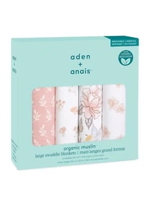 aden + anais Organic Muslin Large Swaddle Blankets, 4-Pack, New in Box ,FREESHIP - Picture 1 of 3