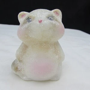 Fenton Opal Satin Glistening Woods Hand Painted Raccoon 2008 W395 - Picture 1 of 5