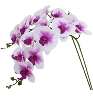 Espiga de flor artificial Phalaenopsis toque real orquídeas galho de flores 38"" - Imagem 1 de 4