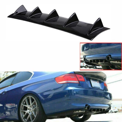 Universal Car Rear Body Bumper Finned Diffuser Canard Splitter Carbon Fiber Kit - Image 1 of 4