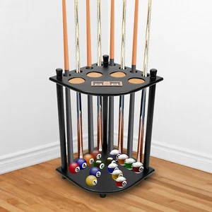 Pool Cue Holder Hold 8 Billiard Pool Sticks Ball Floor Stand Table Accessory - Picture 1 of 19