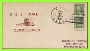 U.S.A. 1935 1c pair on Cover Navel Ship U.S.S. Dale, First Day in Commission - Picture 1 of 1