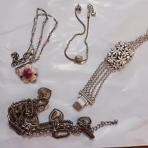Brighton Jewelry Lot 4 Necklace Bracelets hearts flowers Bee - Picture 1 of 15