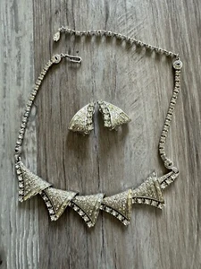 PENNINO Vintage Sparkling Clip-On Earrings Necklace Set Necklace - Picture 1 of 18