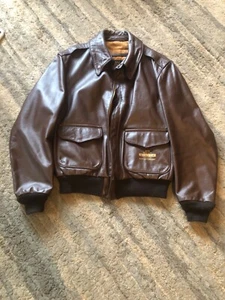 EXETER X , TYPE A-2 Air Force US Army NO. 30-1415 Leather Jacket Coat SIZE 44 - Afbeelding 1 van 16