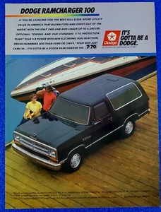 1988 DODGE RAMCHARGER 100 ORIGINAL COLOR PRINT AD "IT'S GOTTA BE A DODGE" - Picture 1 of 1