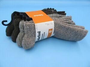 $30 Timberland Mens Crew Socks Size 9-12 Grey Brown Green Wool Cushioned 4 Pair
