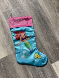 RARE 2014 THE LITTLE MERMAID ARIEL & FLOUNDER 18" MERRY CHRISTMAS STOCKING - Picture 1 of 3