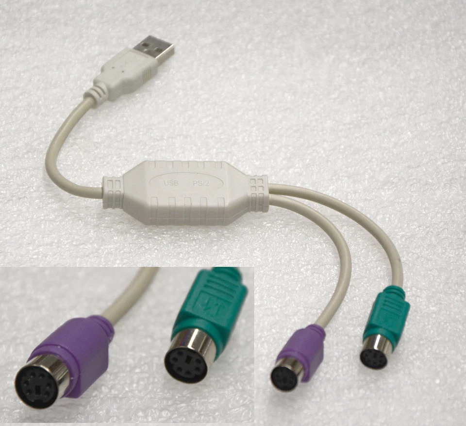 Ps/2 PS2 -> USB Adapter For Keyboard And Mouse For Windows XP 7 8 10 - Image 1 of 1