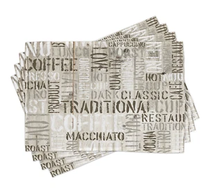 AMBESONNE COFFEE ESPRESSO BEIGE PLACEMAT SET OF 4 100% POLYESTER 12.5"x18.5" NEW - Picture 1 of 7