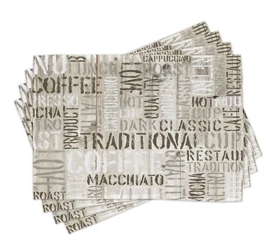 AMBESONNE COFFEE ESPRESSO BEIGE PLACEMAT SET OF 4 100% POLYESTER 12.5"x18.5" NEW - Image 1 of 4