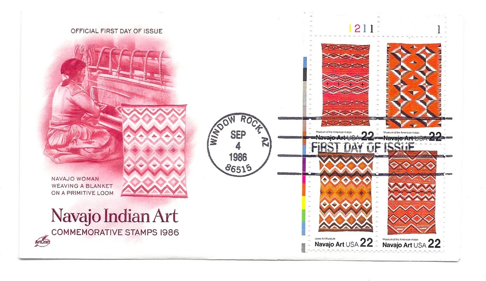2235-38 Navajo Art, Plate block ArtCraft FDC - Image 1 of 1
