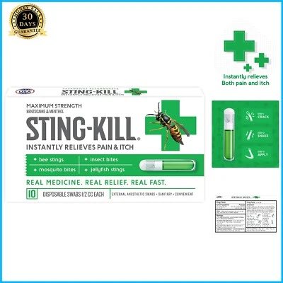 Hisopos anestésicos familiares: alivio rápido de la picazón y el dolor para picaduras de insectos, paquete de 10 Foto 1 de 4