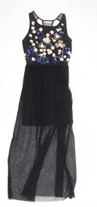 Miss Selfridge Womens Black Nylon Blend Maxi Size 10 - Picture 1 of 10