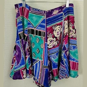 Vtg Melissa Robin High Waisted Skort in Purp/Bl/Teal Graphic Pattern Size 11 - Picture 1 of 10