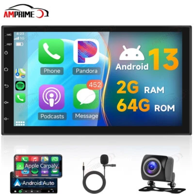 Android 13 Autoradio 2 DIN 2+64G Carplay 7 Zoll GPS NAVI WIFI Bluetooth Kamera - Bild 1 von 4