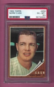 1962 TOPPS BASEBALL #250 NORM CASH PSA 6.5 DETROIT TIGERS - Picture 1 of 1