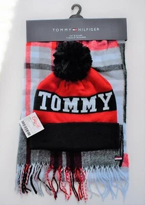 NUEVO CONJUNTO DE GORRO POM POM POM GORRO TOMMY HILFIGER Sombrero y Bufanda OS - Imagen 1 de 9