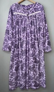Secret Treasures Damen XL Lila Weich Fleece Nachthemd Nachtwäsche Midi Paisley - Bild 1 von 8
