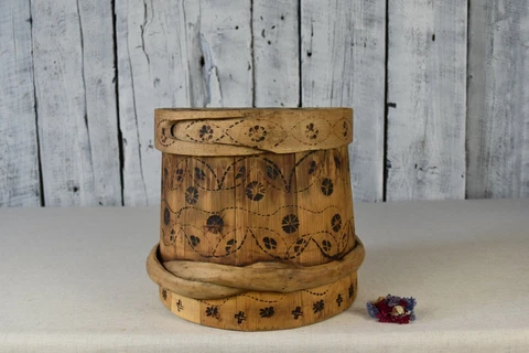 Antique Wooden Bowl / Wooden Basket / Wooden Fruit Bowl / Rustic Wooden Bowl Cover