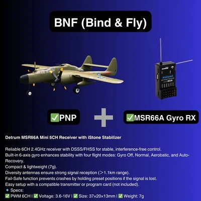 Avión Warbird Dynam P-61 Black Widow Green 4S Twin Engine 1500 mm con aletas Foto 1 de 4