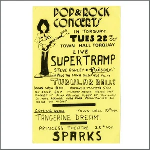 Supertramp Town Hall Torquay 1974 Concert Handbill (UK) - Picture 1 of 1