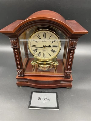 BULOVA - BARDWEL - CONTEMPORARY MANTEL CLOCK  WOOD CASE/HIGH GLOSS FINISH  B1987 - Image 1 of 4