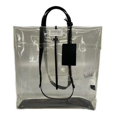Auth MARTIN MARGIELA Transparent Fold Over Bag S35WC0136 Black Clear Leather - - Image 1 of 4
