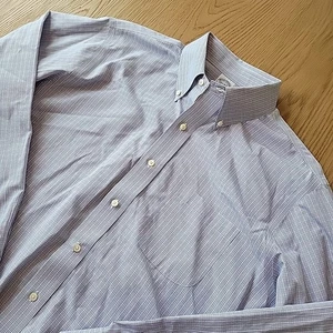 Brooks Brothers Dress Shirt 16.5 4/5 Slim Fit Blue Purple Check Point Collar 346 - Picture 1 of 13