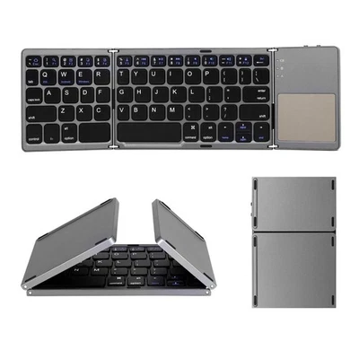 140mAh Mini Bluetooth Tastatur Faltbar mit Touchpad Wireless Keyboard Super Slim - Bild 1 von 4