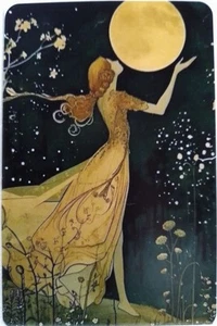 Swap cards Modern playing card back Lady under a full moon - Picture 1 of 1